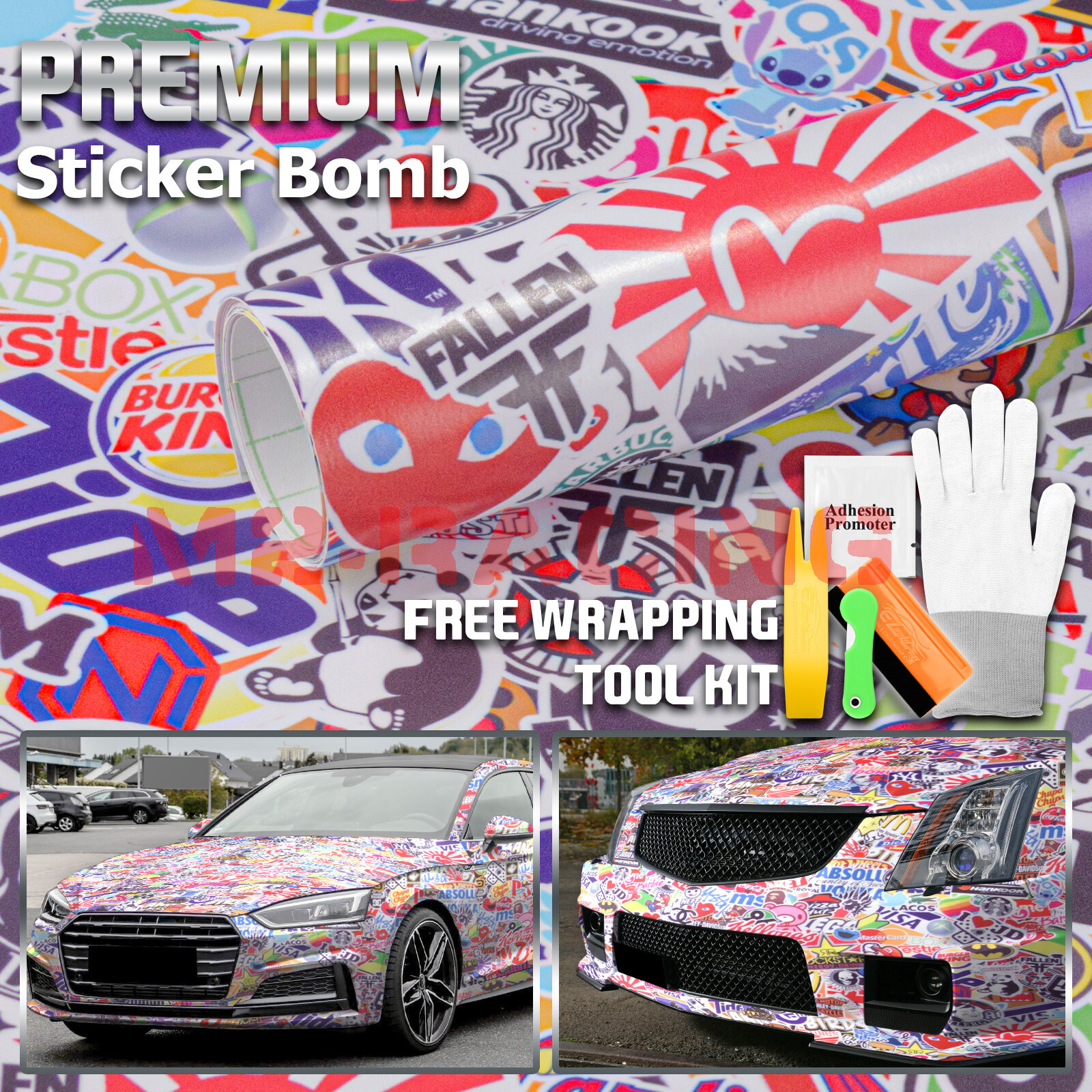 【Sticker Bomb】 Vinyl Wrap Decal Film Graffiti Cartoon JDM USDM Sheet ...
