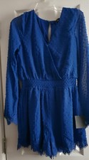 NWT Lulu's Blue Dot V-Neck Shorts Dress - M - Lined