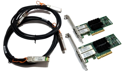 10G Netzwerk Kit 2x Mellanox CX312B ConnectX-3 Pro Dual Port 10Gb SFP 2x3m Kabel