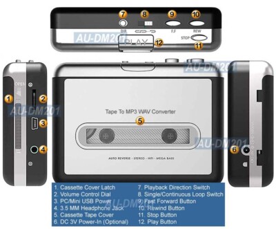 Retro Cassette Player Recorder   Convert Tapes to MP3/WAV with USB & Stereo Out