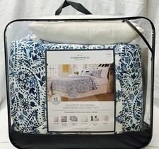 12 Piece Threshold Bancroft Reversible Comforter Sheet Set Queen Blue Paisley
