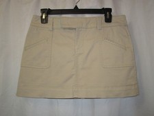 AE american eagle CARGO khaki tan beige classic button tab mini twill SKIRT 4
