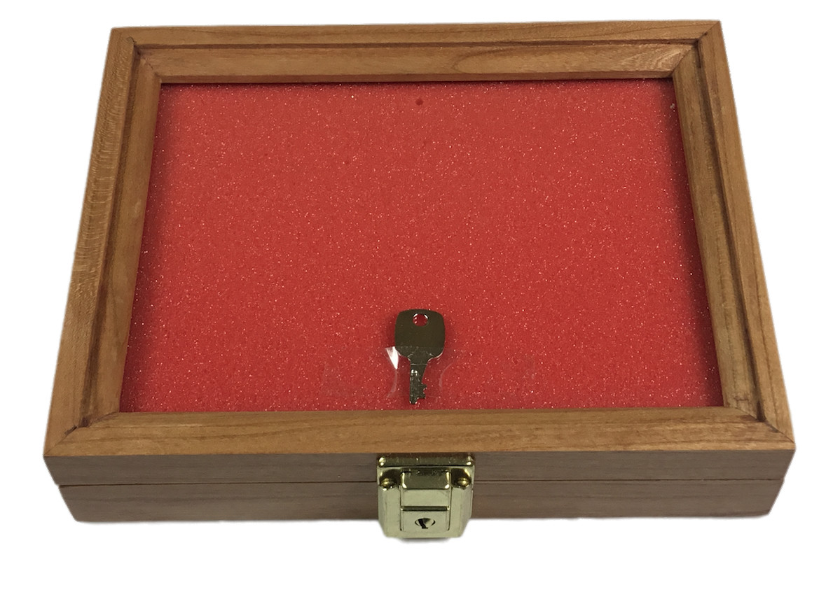 Cherry Wood Display Case 7 1/2 x 9 1/2 x 2 for Arrowheads Knives Collectibles