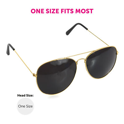 PILOT GLASSES WITH BLACK LENS AND GOLD FRAME FANCY DRESS  display picture 1
