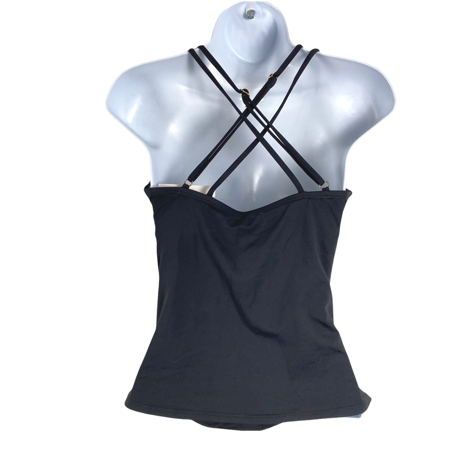 La Blanca Tankini Swim Top Women's Size 6 Black Underwire Strappy NWT