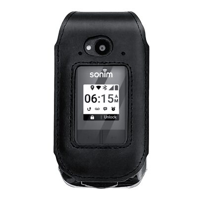 CBUS Fitted Leather Case with Rotating Belt Clip for Sonim XP3 Plus Black