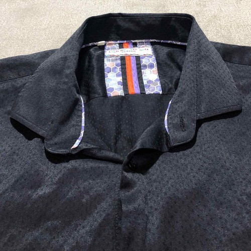 Camicia da uomo Luchiano Visconti 4XL nera maniche corte tessuto testurizzato - Foto 2 di 9