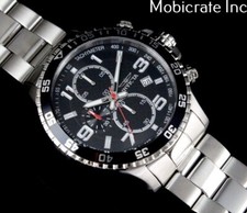 NEW Invicta 14875 Men 45mm Pilot Tachymeter Chrono Black Dial SS Bracelet Watch