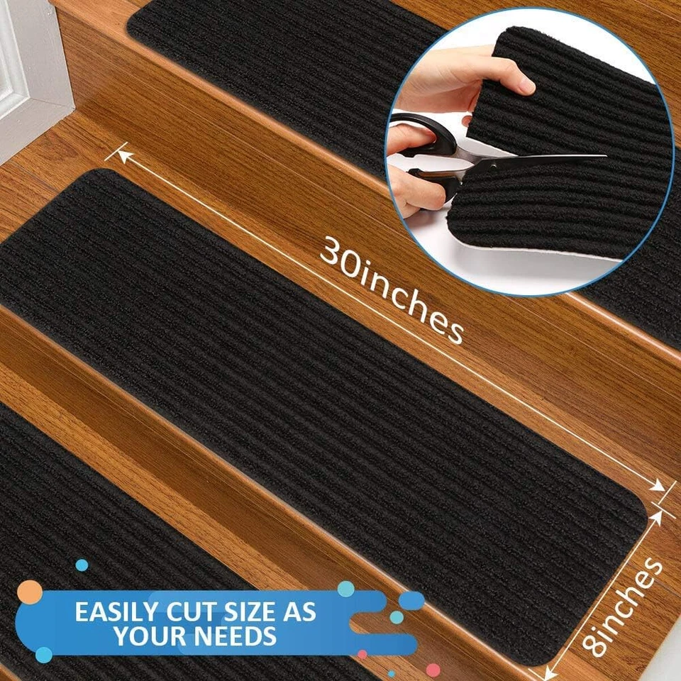 Escaleras Alfombra Antideslizante Interior Corredores de Escaleras para Escaleras de Madera, Alfombras para Escaleras Foto 2 de 4