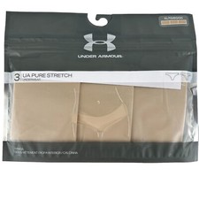 Under Armour Women's Pure Stretch Beige Thong Panties Underwear Size XL 3 Pk
