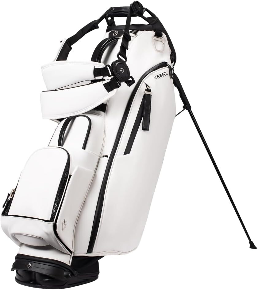 Мужская сумка VESSEL Golf Caddy Bag PLAYER 5.0 с двойным ремешком 8, 5x47 дюймов 3,8 кг БЕЛОГО ЦВЕТА