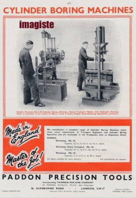 Vintage British Ad (1947): Paddon Precsion Tools / A. P. Newall & Co.