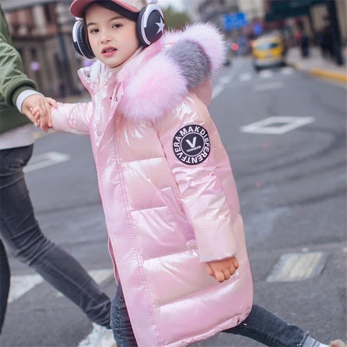 -30℃ Winter Padded Jacket Girls Fashion Waterproof Shiny Hooded Coat 5-14 Years - Picture 4 of 18