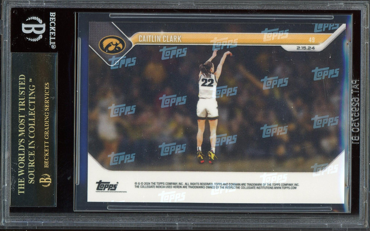 Caitlin Clark 2023 Bowman University Now Card #49 BGS Black Label 10! view 2