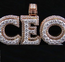 2.18 ct Passing Tester Moissanite mens Layered Name Pendant 925 Silver Free gift