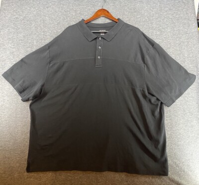 Van Heusen Men's Size 4XLT Big Tall Black Polo 100% Cotton