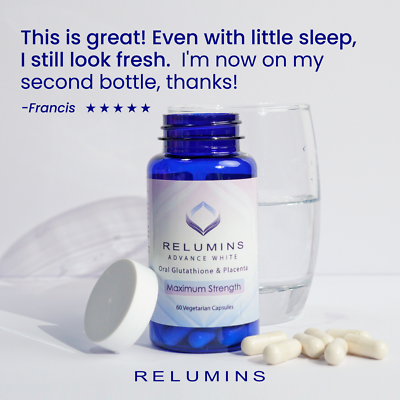 Relumins Advanced White Oral Glutathione White Caps NEW w/ Rose Hips*