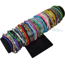 Handmade 4mm Mixed Natural Gemstone Round Beads Stretchy Bracelet Reiki Chakra