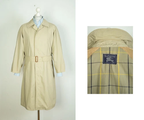 Burberrys Belted Beige/Green Men's Trench Coat Jacket Genuine Superb Size 50 - product listing photo