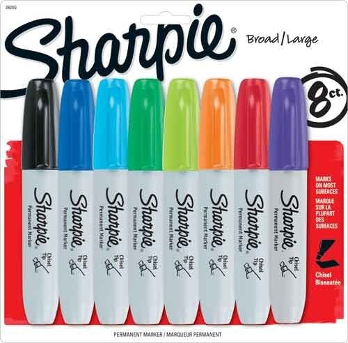 Sharpie Marker Permanent Chisel Tip 8/Pk Ast Colors Posters Crafts Office School