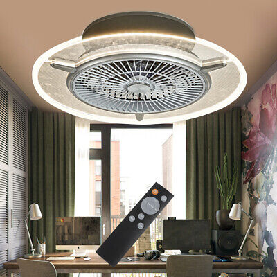 3 Color Silent LED Ceiling Fan Light 3 Speed Remote Dimmable Chandelier Lamp