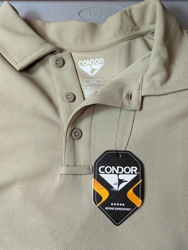 Condor Performance Tactical Duty Short Sleeve Polo Shirt Beige XXL - Picture 2 of 5