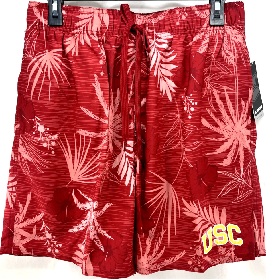 NEW USC Trojans Colosseum Red Hawaiian Print Swim Trunks Shorts