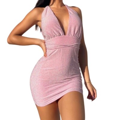 strapless open back dress Wedtrend Women Chic Glitter Short Homecoming Dress Hot Pink Bodycon  Spaghetti Straps Sequins Cocktail Party Dress – WEDTREND main image 1