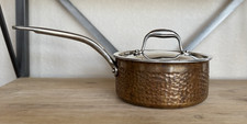 Lagostina Martellata 2 Qt Tri Ply Hammered Copper Saucepan w Lid Stainless Steel