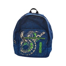 Seven Zaino Scuola Blu con Tasca Frontale e Zip con Dettaglio Verde