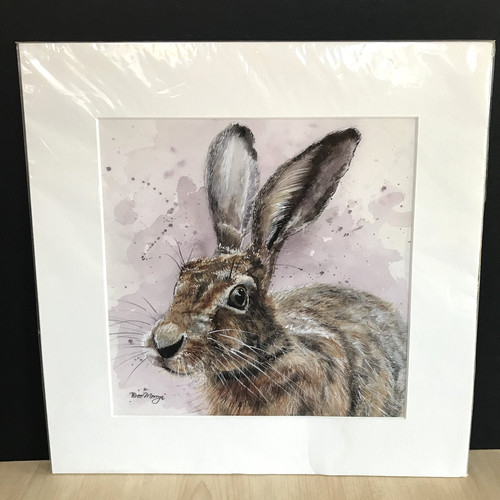 Bree Merryn Hare Art Print Mounted 'Howard' Large 40cm Square - Sealed