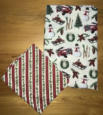 Cuts Of Fabric, Christmas, Winter Scene 44 x 110 , Holly 44 x 36 , Sewing