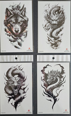 4 Sheets Premium Quality Middle Half Arm Temporary Tattoos For Men & Women 56