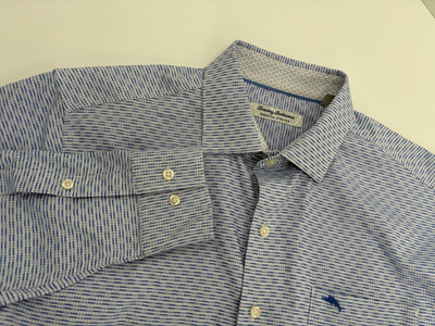 #ad Tommy Bahama Sarasota Stretch Men#x27;s Long Sleeve Button Down Blue MED NEW $29.99