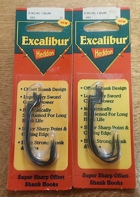 Lot Of 2. Vintage Heddon Excalibur Offset Shank Hooks. 5 Count Packs.