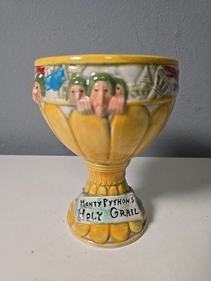 Vintage Monty Python's  Yellow Ceramic Holy Grail Goblet Movie Promo Cup Mug 6''