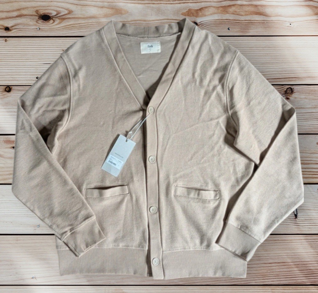 Folk Clothing Elbow Cardigan Jumper Oatmeal Size XL  RRP £170 Oi Polloi