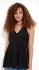 NUEVO CON ETIQUETAS AE Túnica de Encaje Fluido Camiseta sin Mangas Para Mujer Grande Negra Cuello en V Ligera Boho