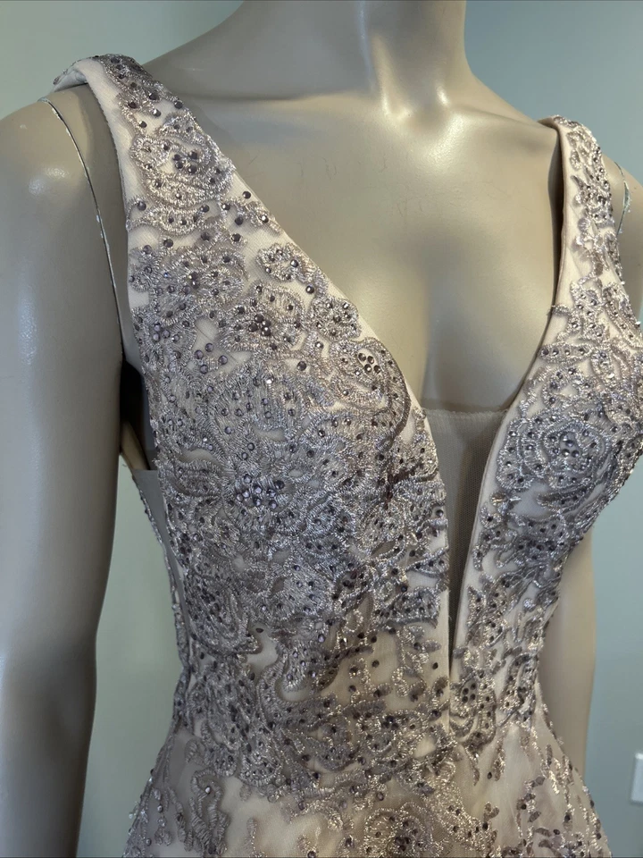 Sherri Hill Dusty Pink 52877 Ball Gown Tulle Dress Embroidered Rhinestones Sz 4 - Image 4 of 4