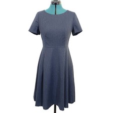Talbots Gray Blue Short Sleeve Fit and Flare Italian Flannel Dress Size 6