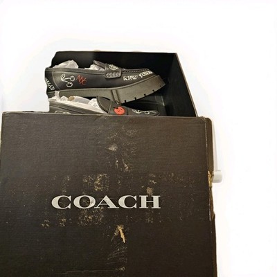 COACH Leah Platform Loafer with Sketch Print, Charcoal/Black 7.5