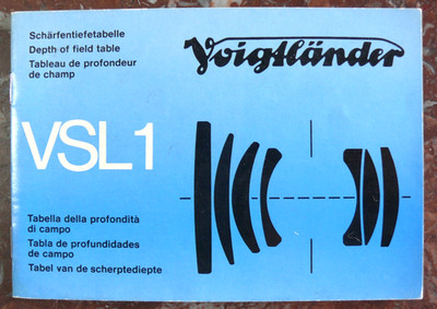 BEDIENUNGSANLEITUNG / INSTRUCTIONS FOR USE: VOIGTLÄNDER VSL1 - TIEFERTABELLE