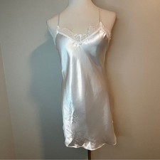 Elegant Satin Slip Chemise in White