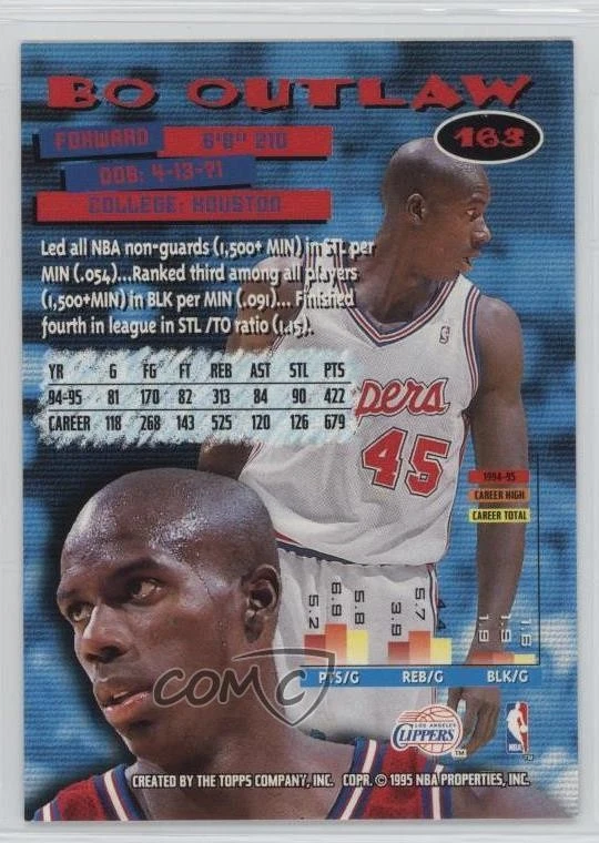 1995-96 Topps Stadium Club Members Only Bo Outlaw #163 - Image 2 of 2