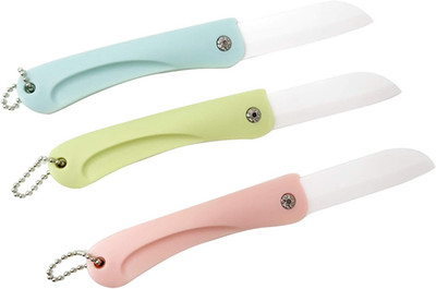 3PCS Ceramic Folding Knife Handy Fruit Knife for Travel, Picnic, Camping, Etc