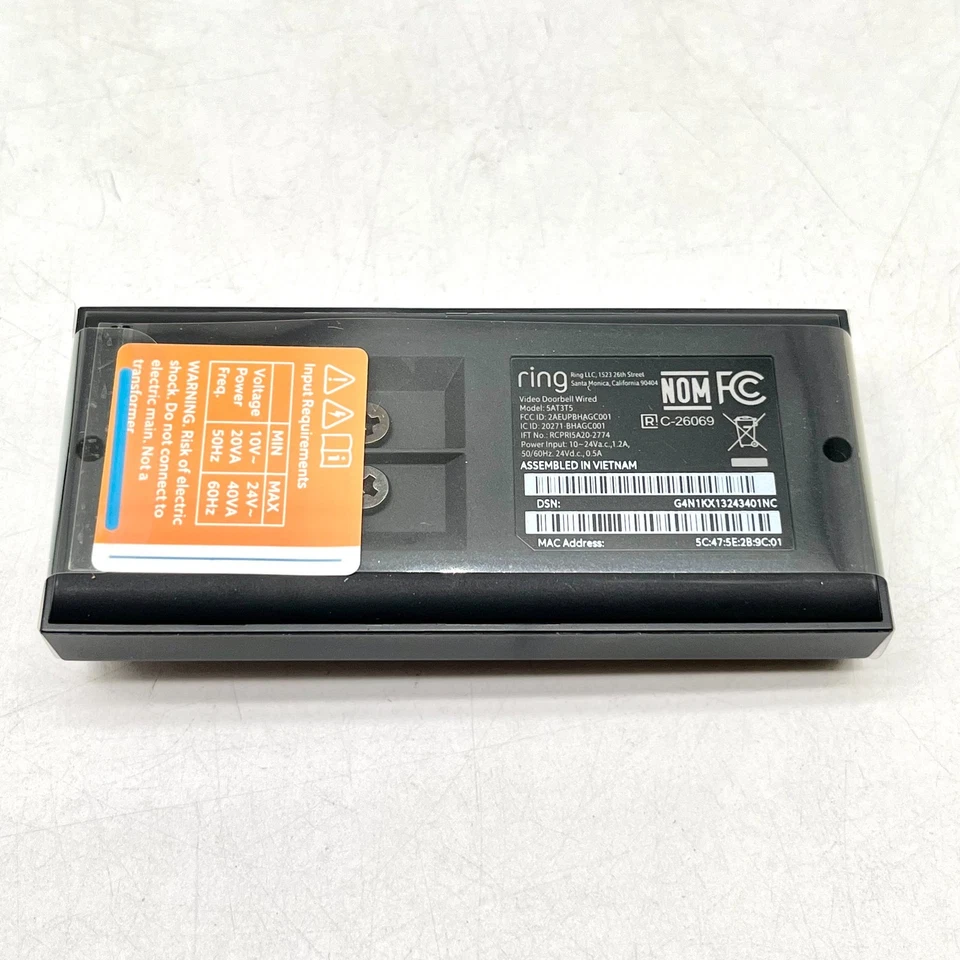 Timbre video Ring con cable 1080p HD detección de movimiento y conversación bidireccional - negro Foto 3 de 4