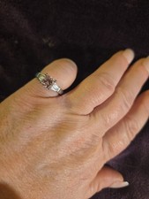 925 Sterling Silver Pink Gemstone Solitaire sz 6.5