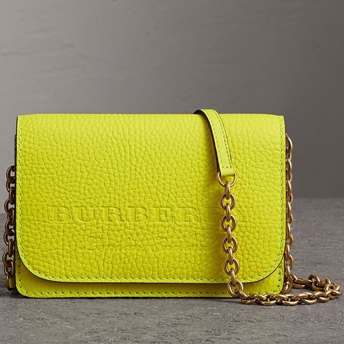 Burberry Signature Grain Small Burleigh Crossbody Bag Neon Yellow