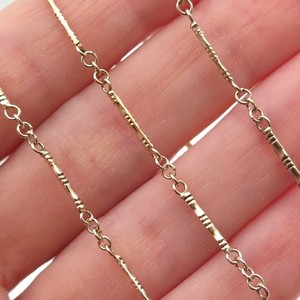 Authentic 925 Sterling Silver Gold Plated Vintage Bamboo Bar Chain Necklace 20"