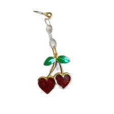 BAG CHARM Red Heart Cherry Keychain Gold Tone NIP